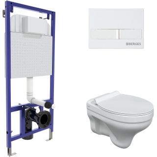 Комплект Berges 4в1 042436: инсталляция NOVUM кнопка L1 белая унитаз Albit S сиденье Top Slim SO